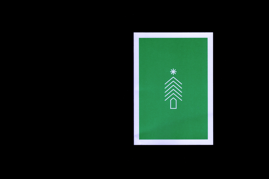 Kantec christmas card showing a christmas tree graphic made out of the logo mark elements.
