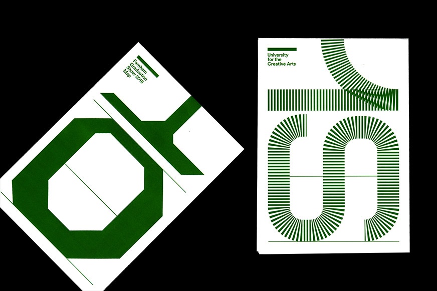 Fold out posters showing bespoke typographic elements spelling out the word Show.