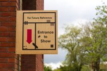 Direct print on birch plywood entrance sign for the UCA BA Show 2013